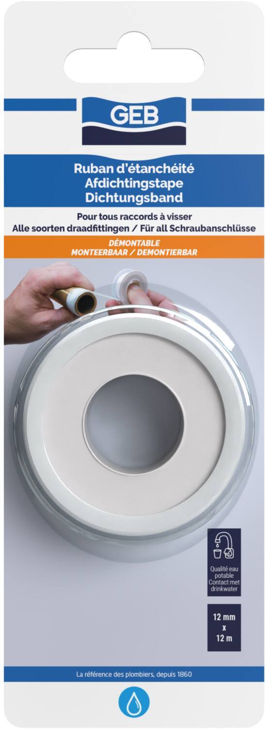 Ruban d'étanchéité standard 12 mm x 12 m x 0,075 mm - GEB