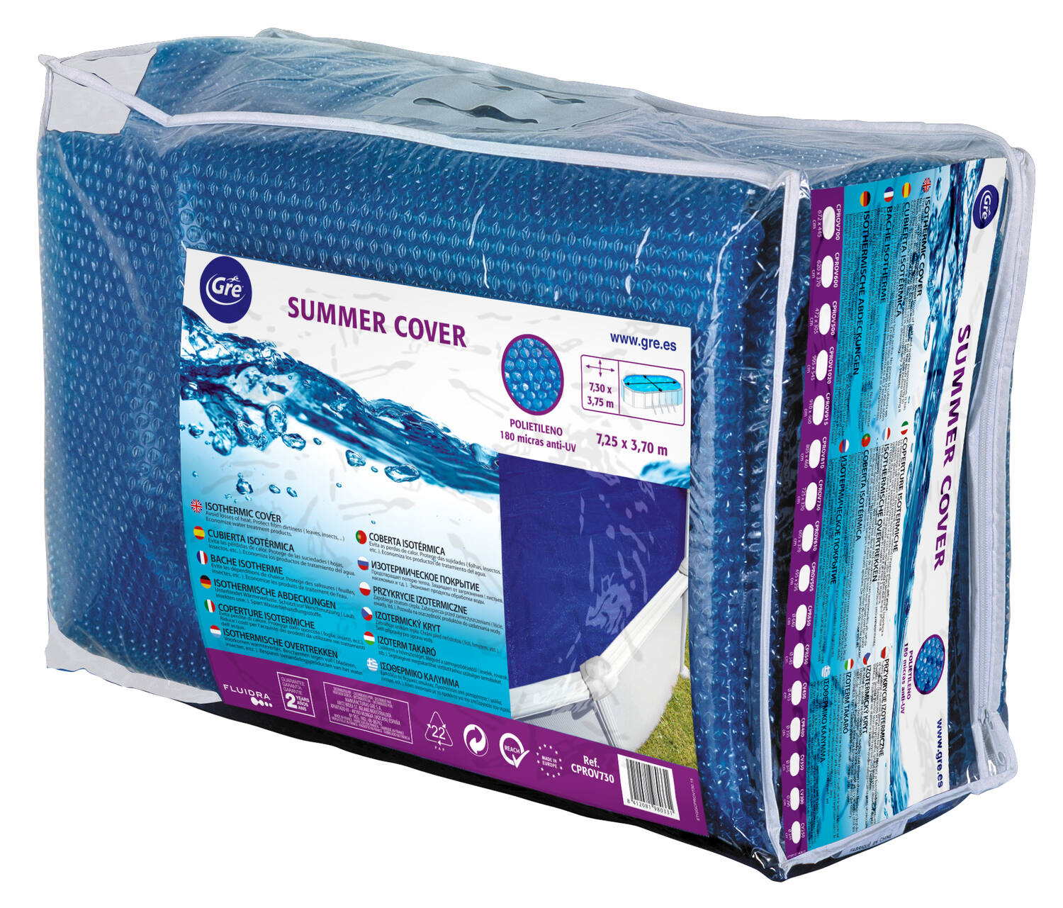Bâche à bulles piscine acier 5x3m 180µ - GRE