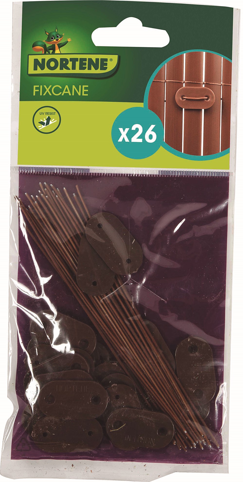 FIXCANE 26 fixations pour canisses Marron 
