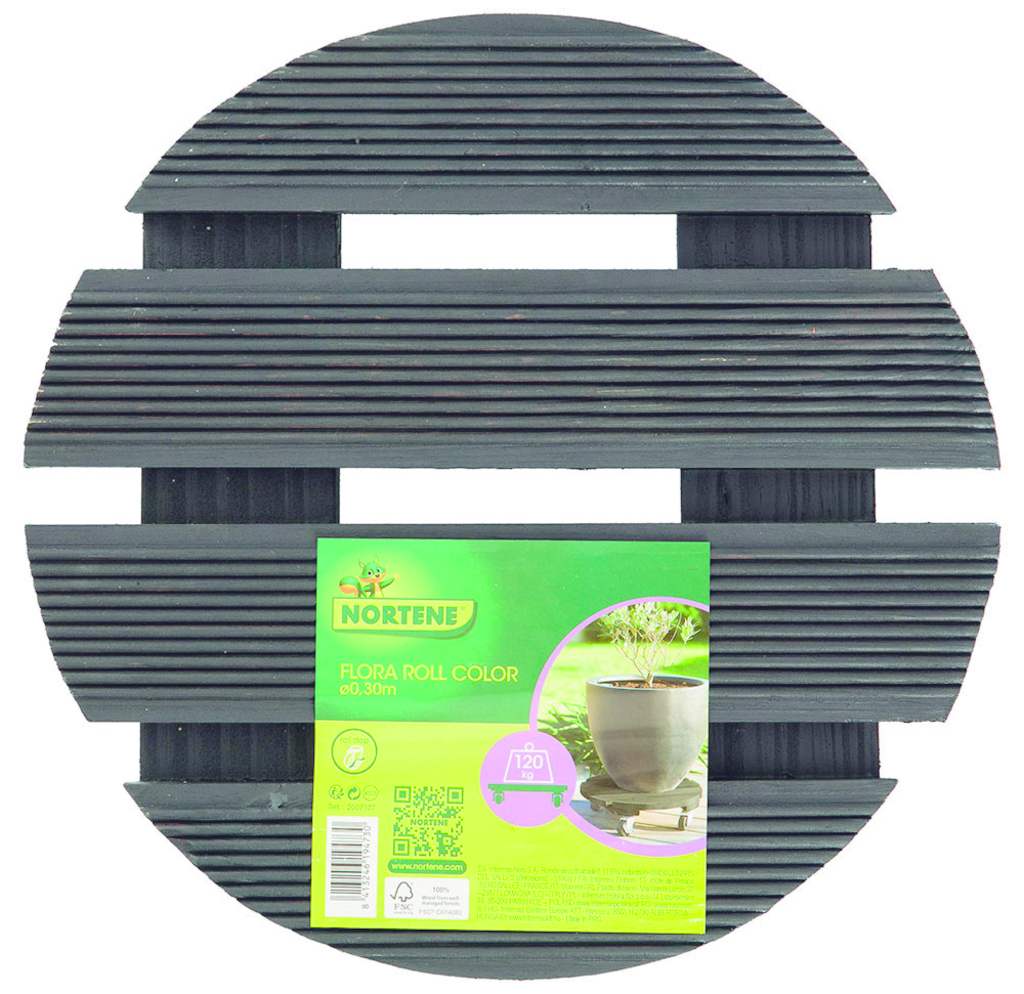 Roule pot bois teinté Anthracit Ø0,30m