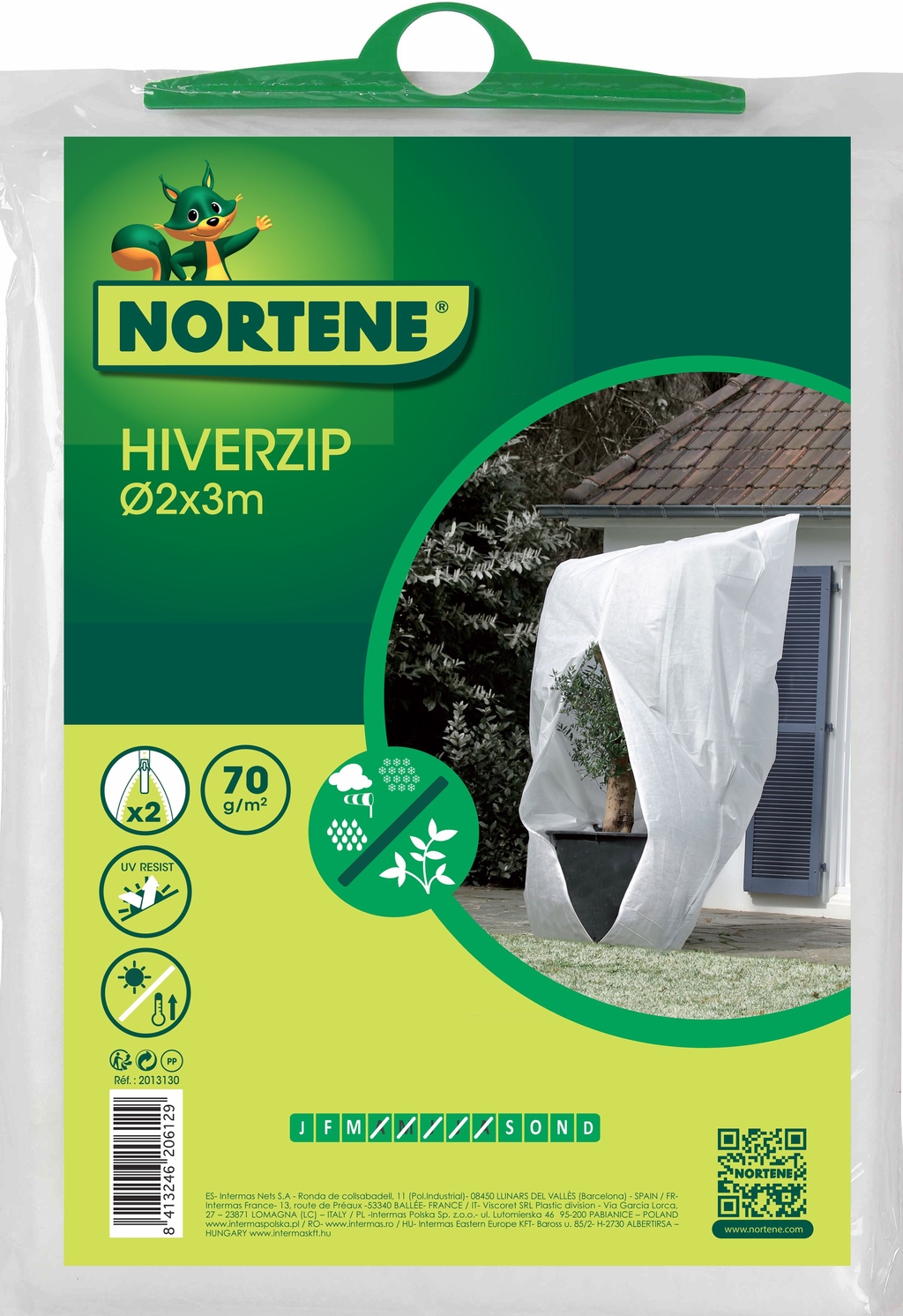 Housse avec zip 70g/m² blc Ø2x3,20x3m