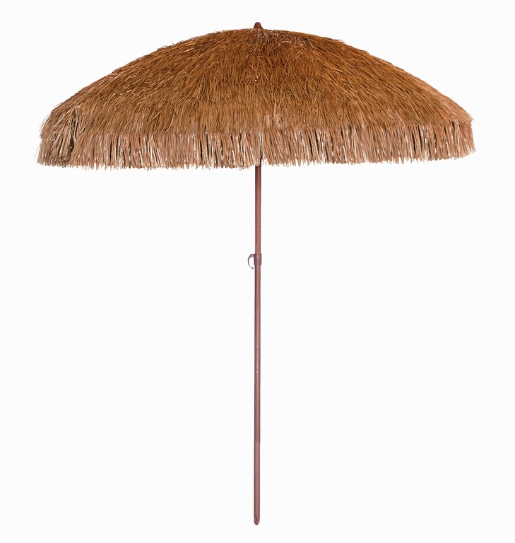 Parasol Raphia imitation bois ⌀ 200 cm - TENDANCE