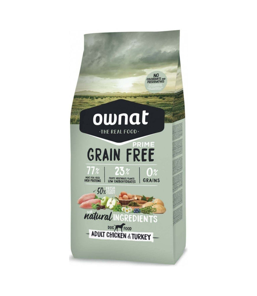 Croquettes chien Prime Grain Free Poulet Dinde 12kg - OWNAT