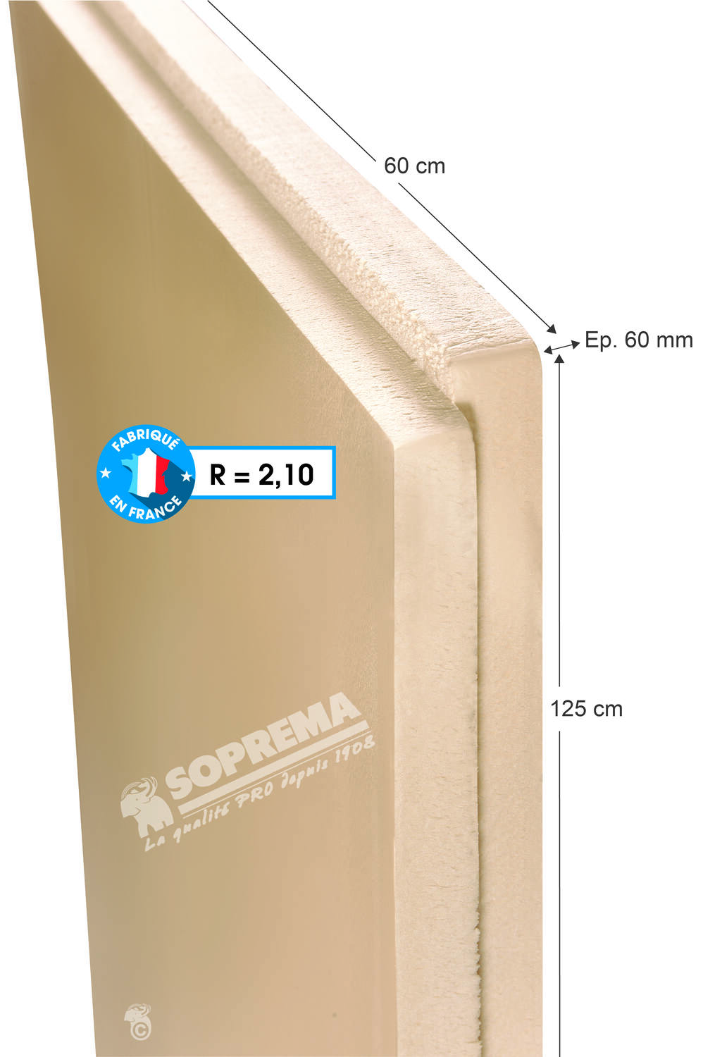 Panneau isolant polystyrène extrudé Haute Résistance 1,25x0,6m Ep.6cm R=1,8 - SOPREMA