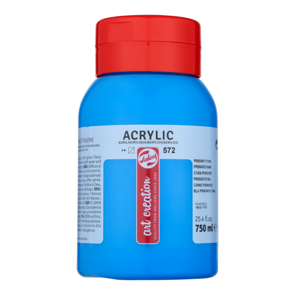Peinture acrylique Cyan Primaire 572 750ml - TALENS ART CREATION