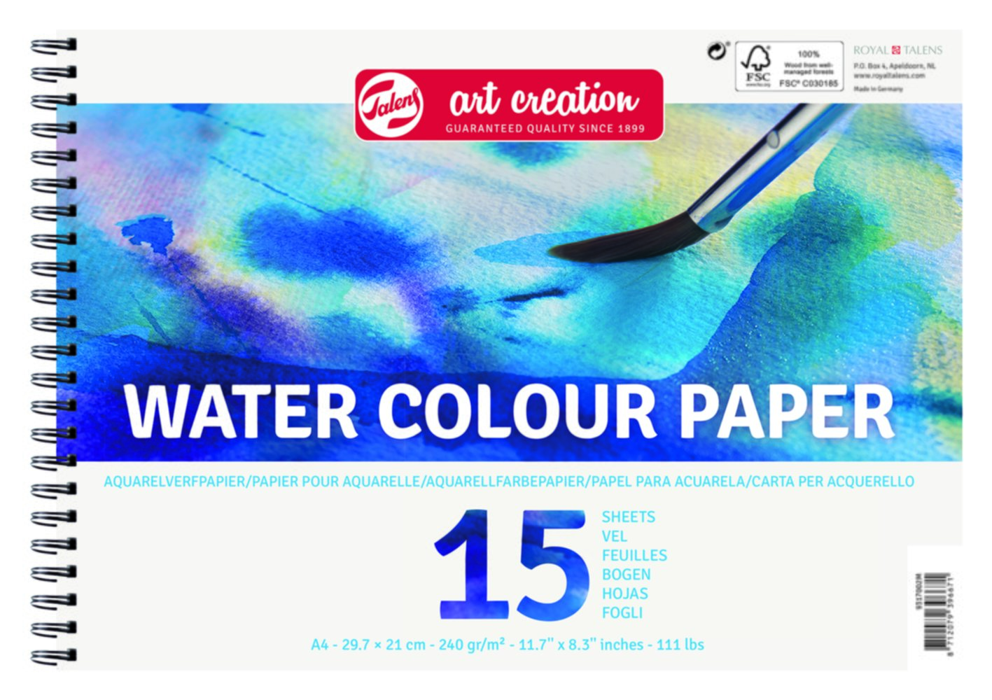 Papier pour Aquarelle A4 250gr 15 Feuilles - TALENS ART CREATION