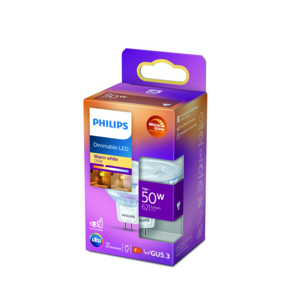 Ampoule SMD GU5.3 dimmable 50W blanc chaud - PHILIPS