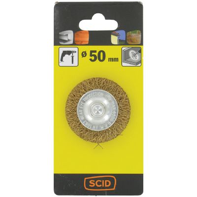 Brosse circulaire fils acier laitonné ondulés Ø 50 mm - SCID