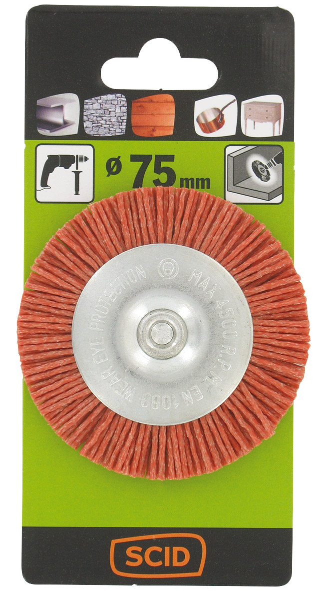 Brosse circulaire nylon rouge Ø 75 mm - SCID