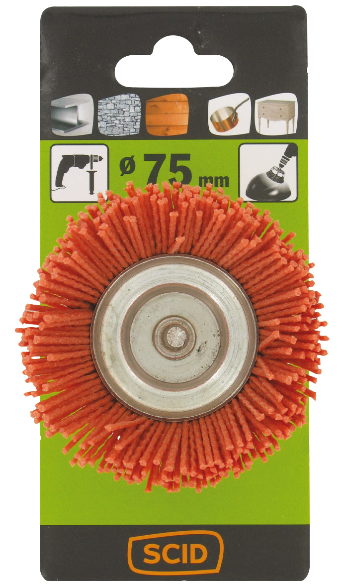 Brosse conique circulaire nylon rouge Ø 75 mm - SCID