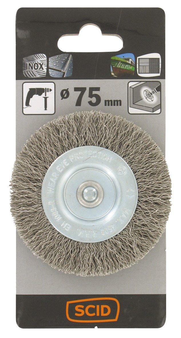 Brosse circulaire fils inox ondulés Ø 50 mm - SCID