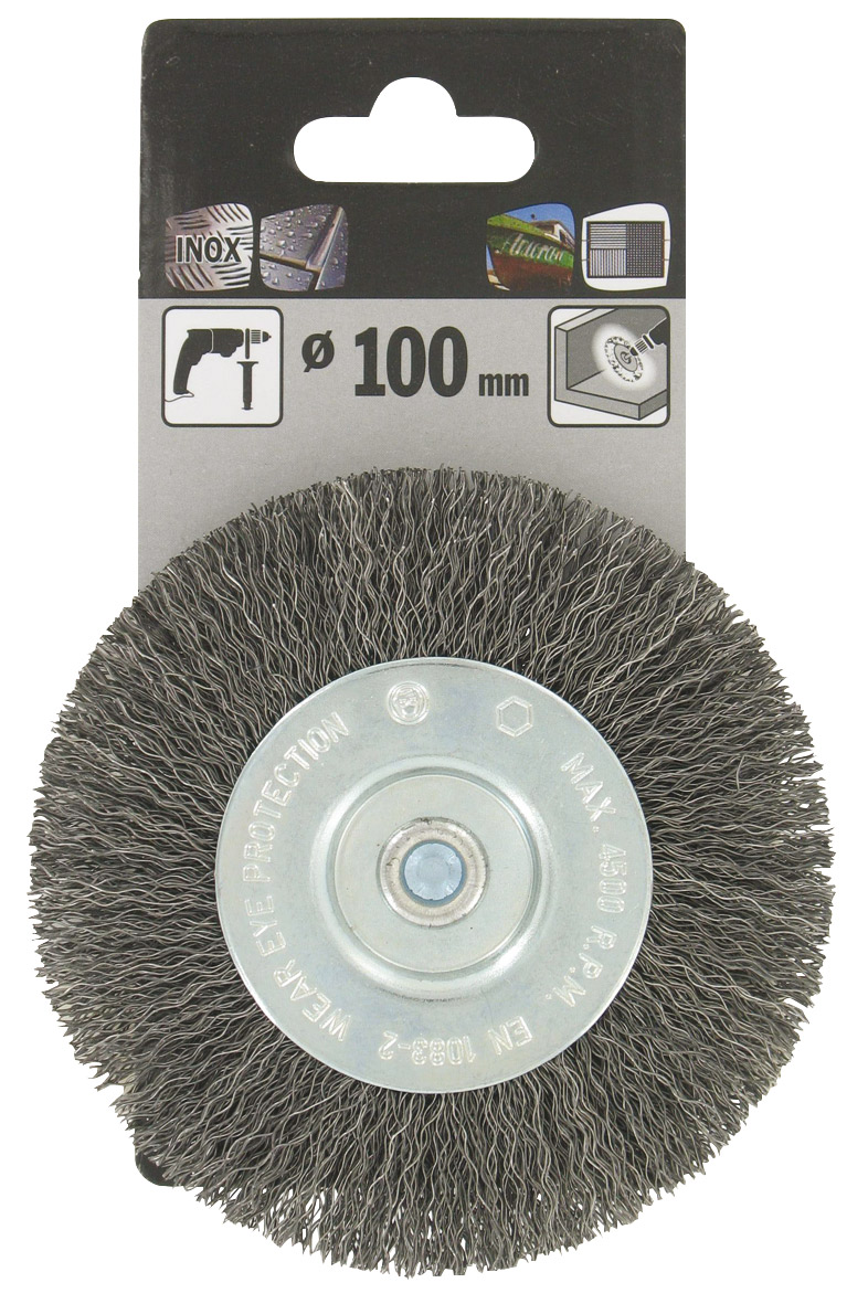 Brosse circulaire fils inox ondulés Ø 100 mm - SCID