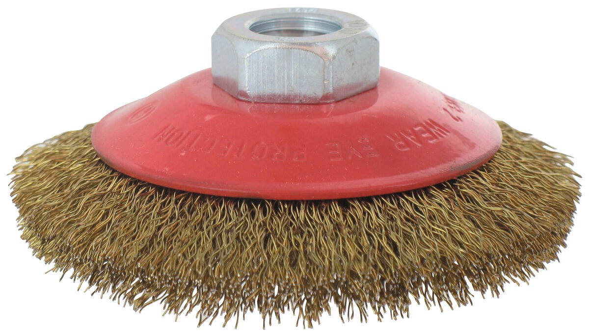 Brosse cuvette fils acier laitonné ondulés Ø90mm - SCID