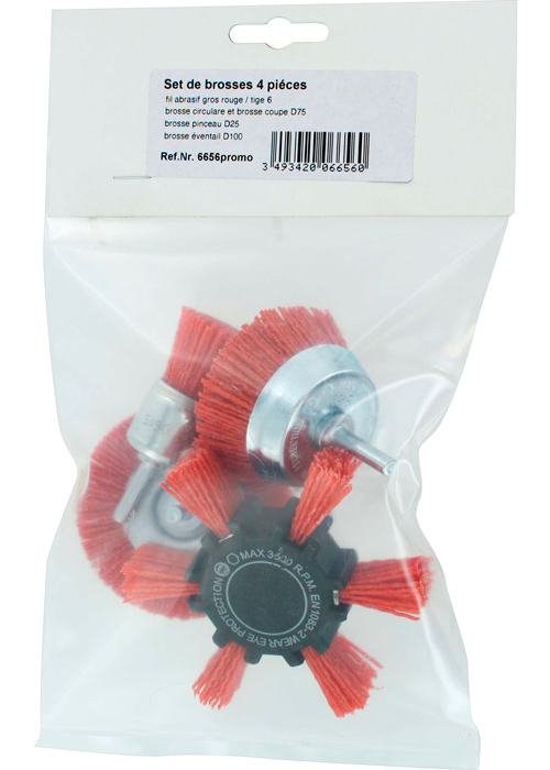 Assortiment 4 brosses nylon rouge - SCID