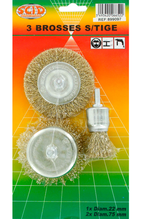 Assortiment 3 Brosses acier laitonnée - SCID