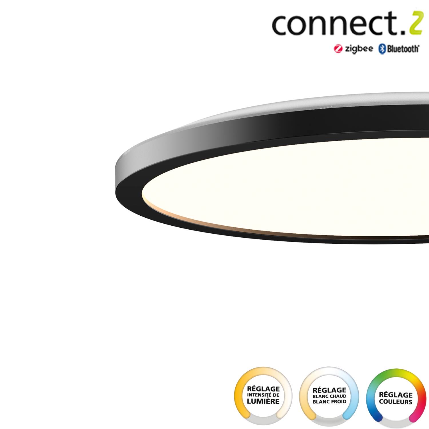 Plafonnier LED Connecté Rovito-z acier 16,5W noir - EGLO