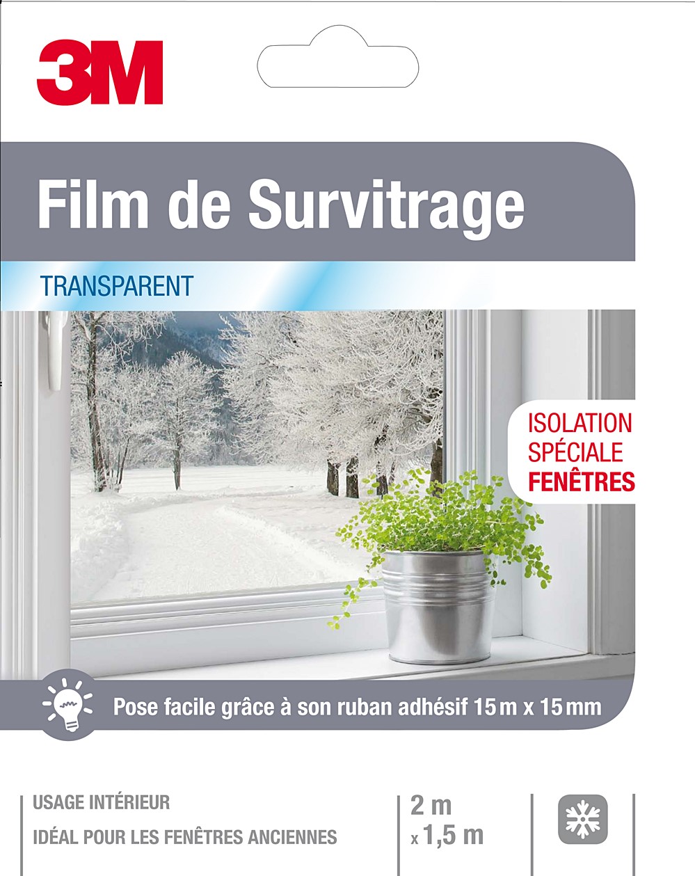 Film survitrage fenetre transparent 2x1.50m - 3M