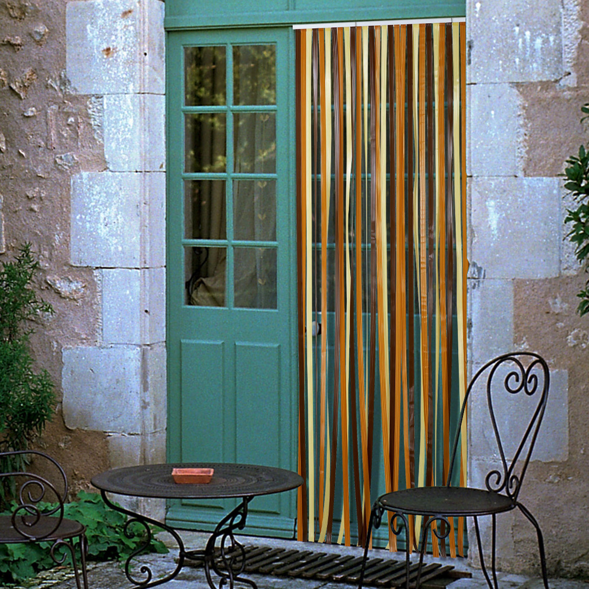 Rideau de porte Antilles brun-beige 100 x 220 - MOREL
