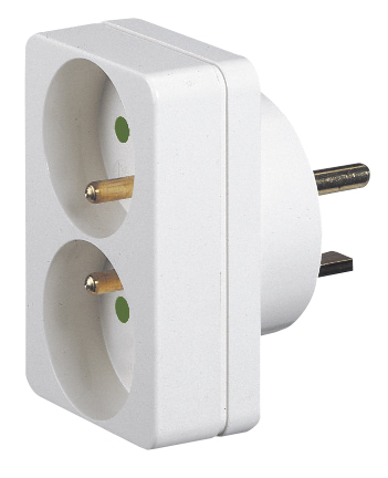 Adaptateur 2 x 2 pôles + terres 16A sur prise 20A
