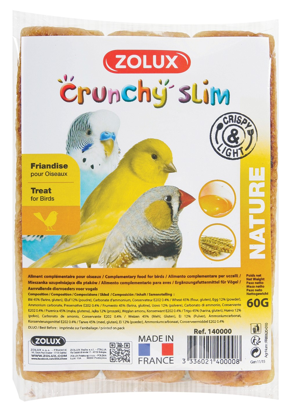 3 Echaudées Crunchy Slim Oiseaux 60gr - ZOLUX