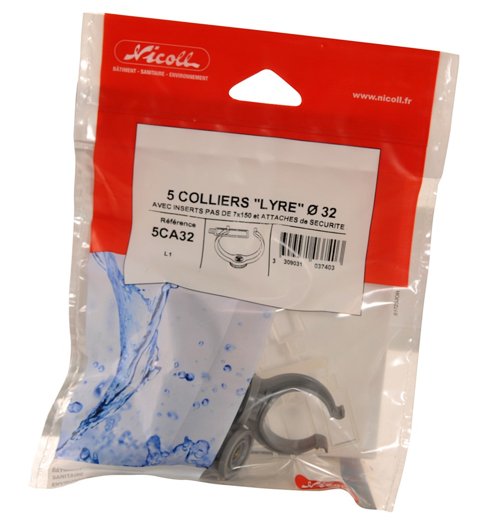 SACHET DE 5 COLLIERS LYRE + ATTACHE D40MM 5CA40