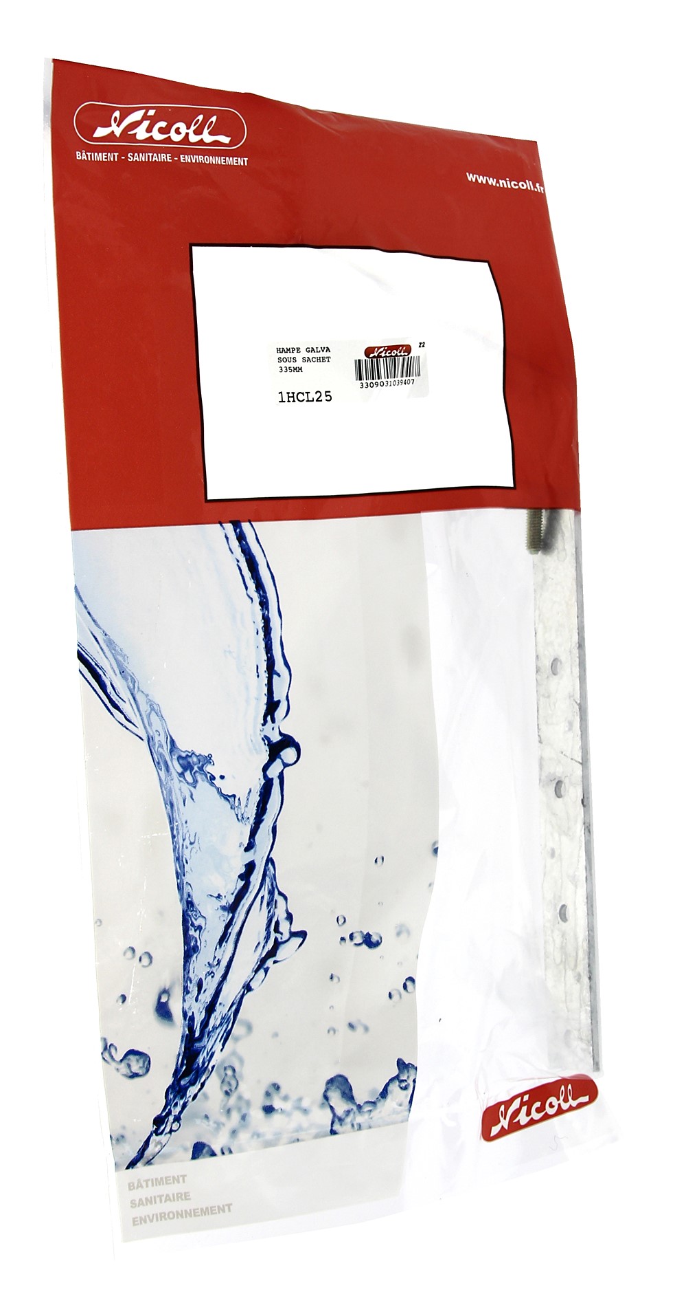 HAMPE ACIER GALVANISEE 335MM POUR CHEVRON 1HCL25
