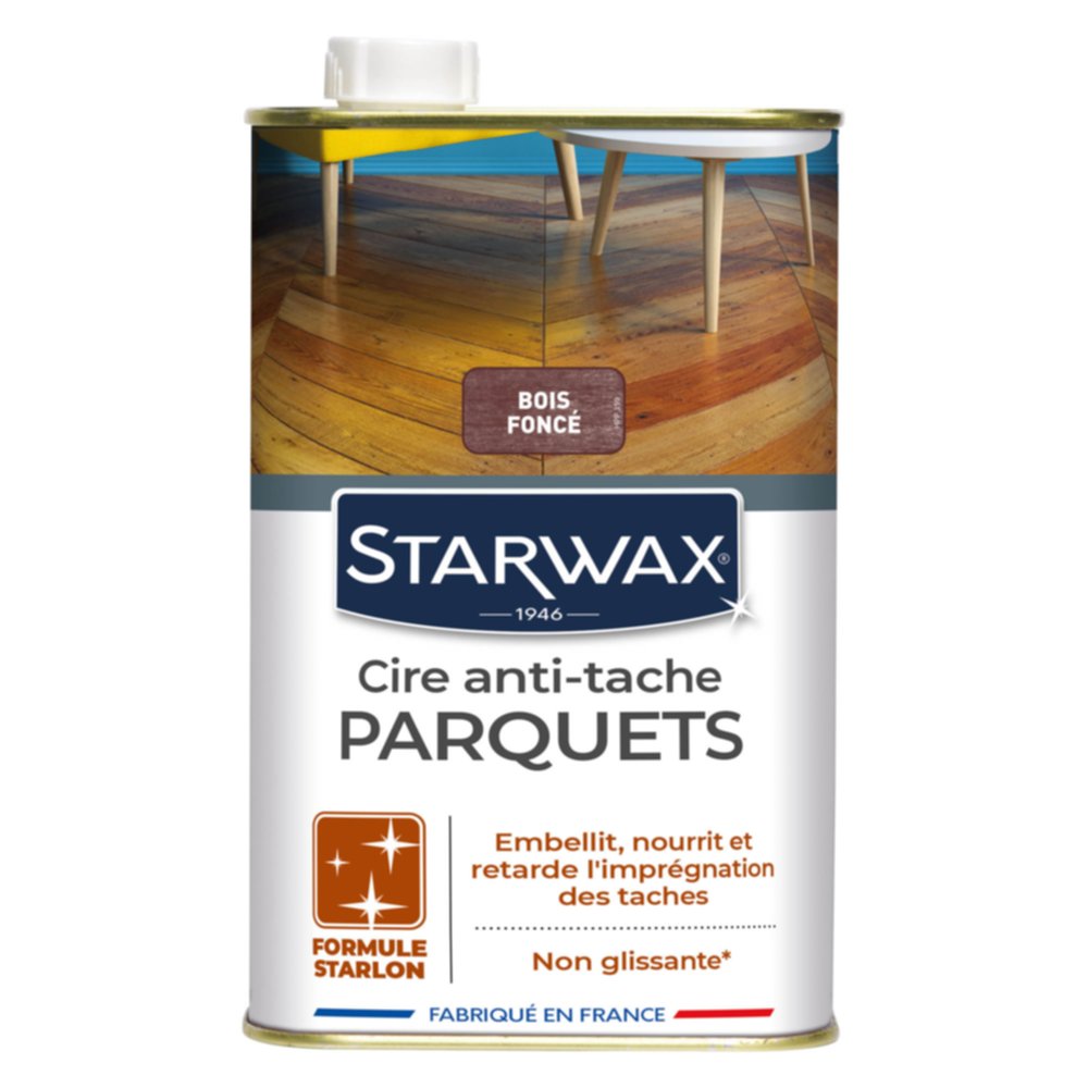 Cire Starlon Anti-Tache pour Parquet Cirés Bois Foncé 1L - STARWAX