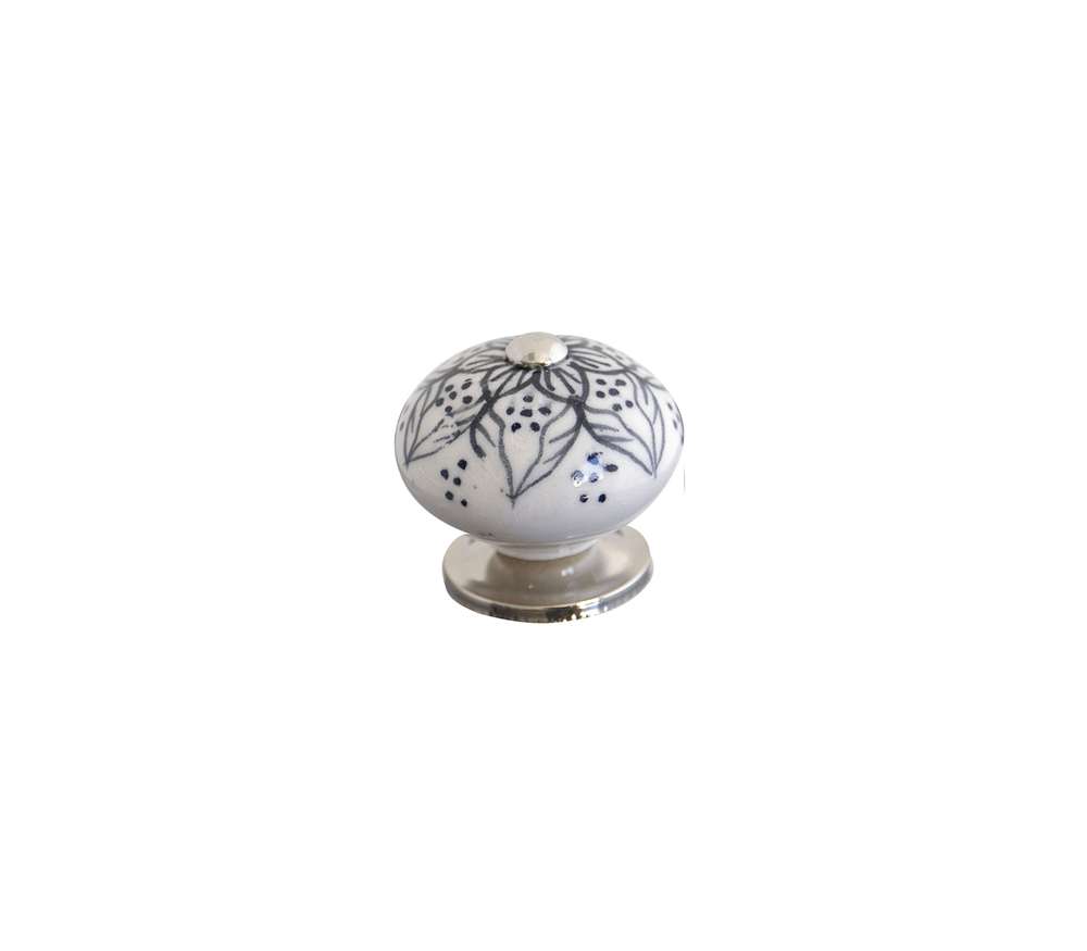 Bouton meuble Jasmin Céramique Noir ø45mm h40mm - B BEAUTY
