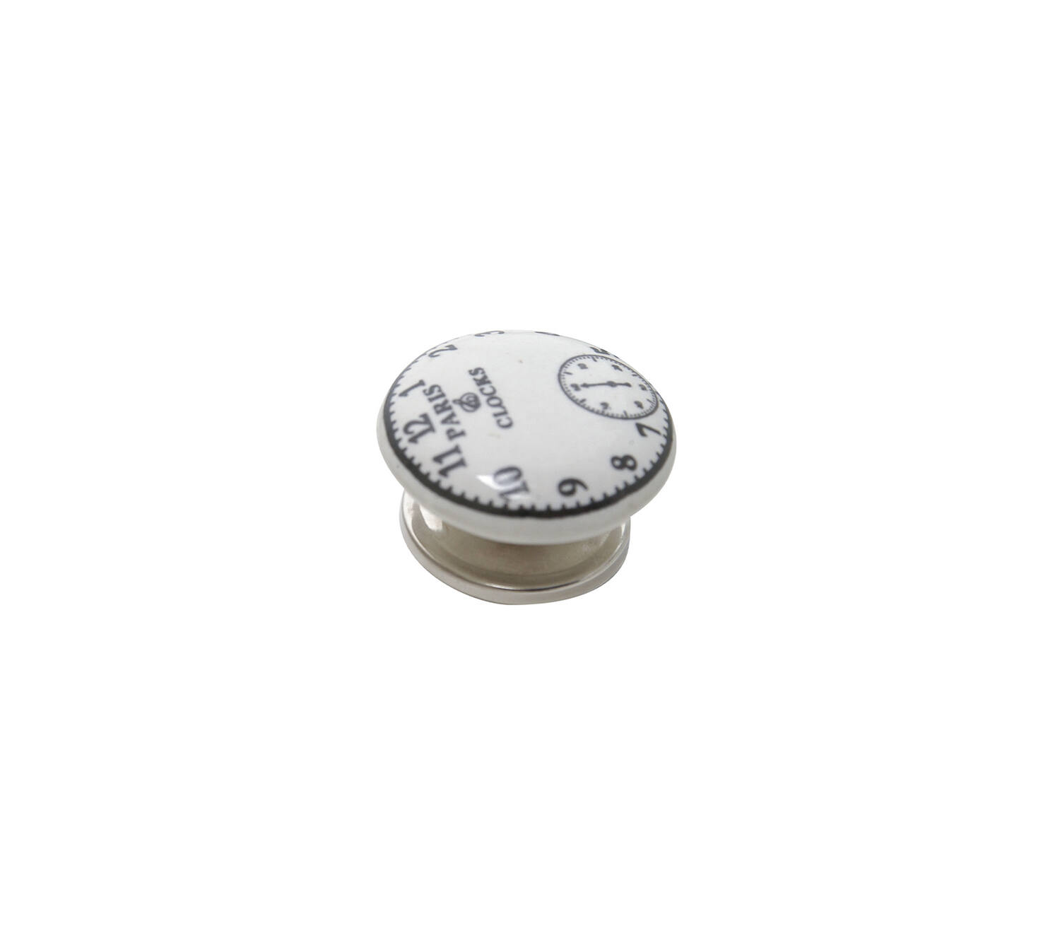 Bouton meuble Clock Céramique Blanc ø40mm h26mm - B BEAUTY