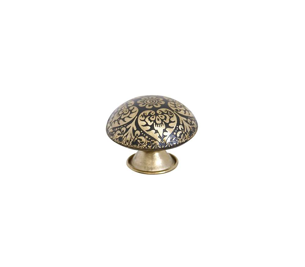 Bouton meuble Arabesque Métal Noir Or ø37mm h29mm - B BEAUTY