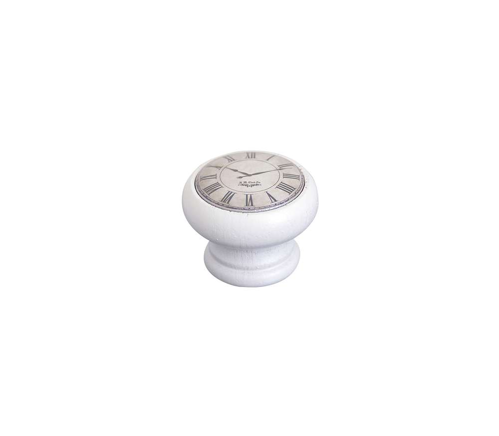 Bouton meuble Clock Bois Blanc ø40mm h29mm - B BEAUTY