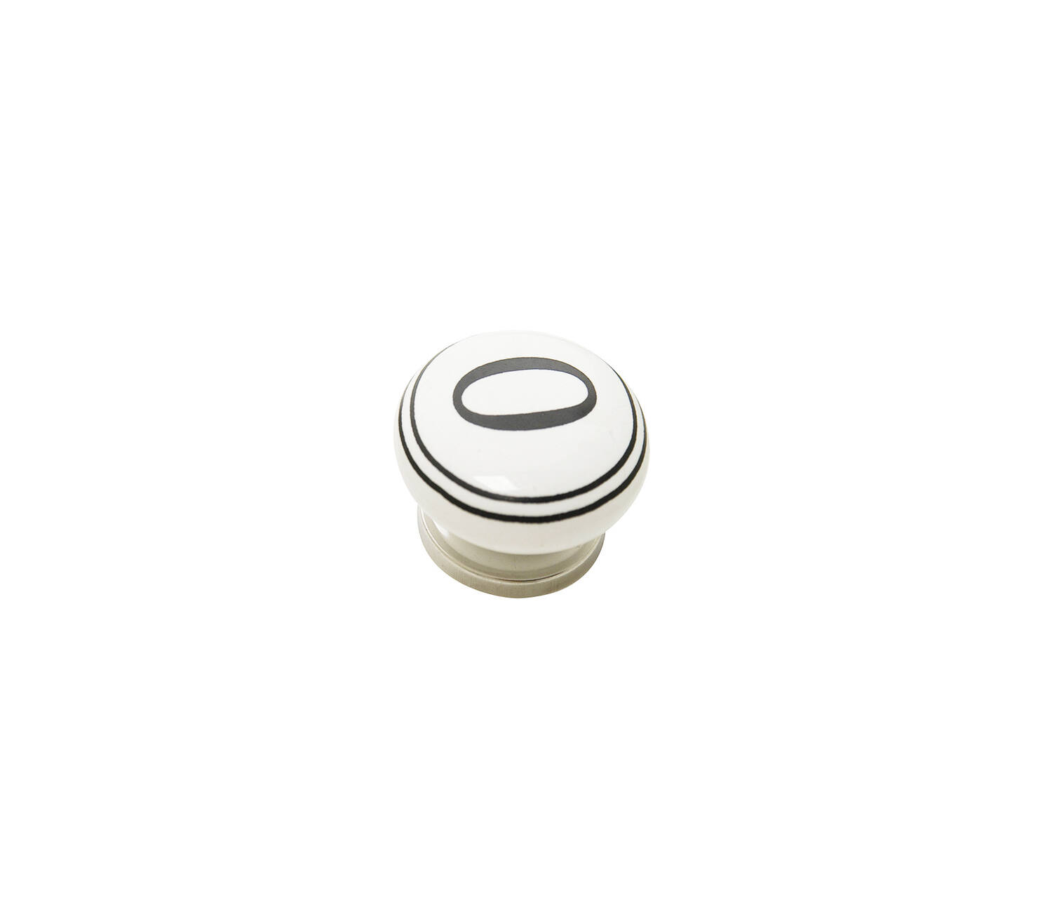 Bouton meuble Chiffre 0 Céramique Noir ø39mm h22mm - B BEAUTY
