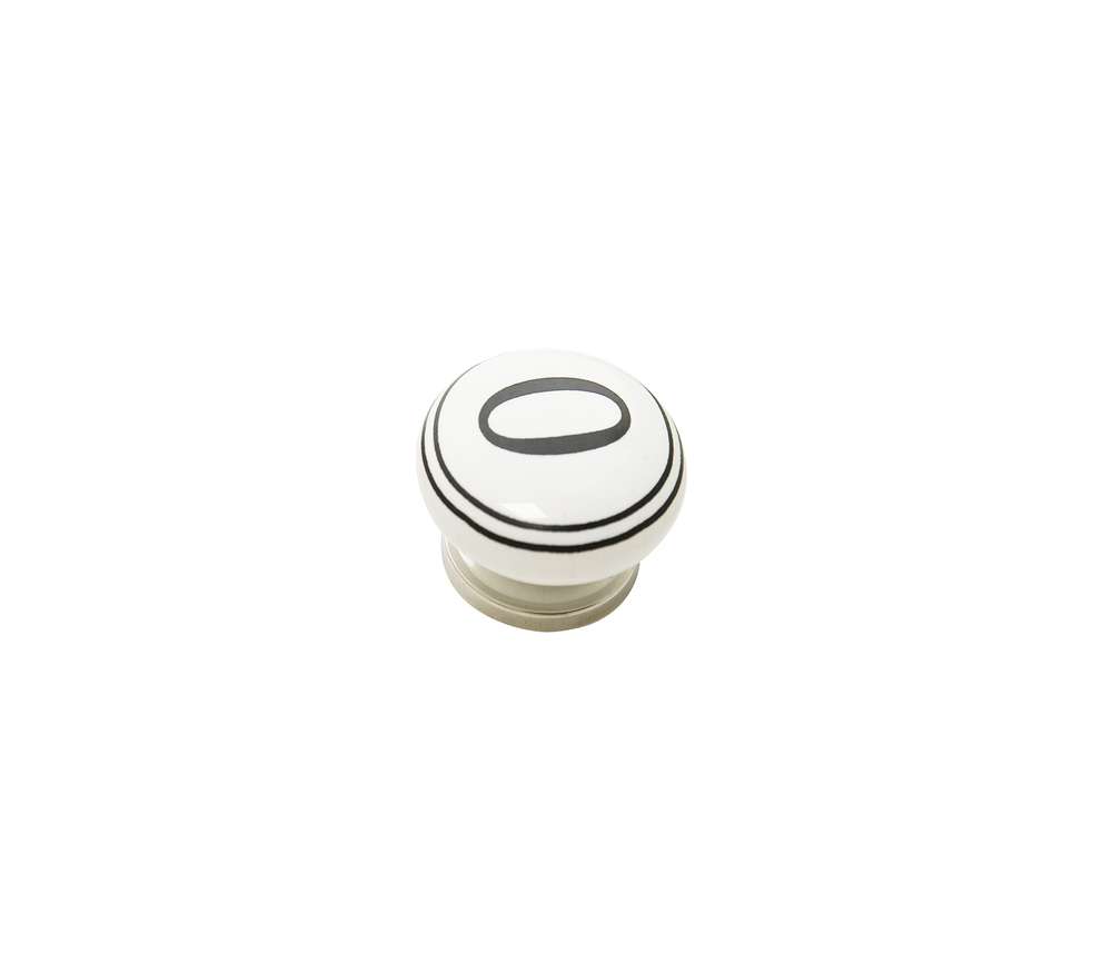 Bouton meuble Chiffre 0 Céramique Noir ø39mm h22mm - B BEAUTY