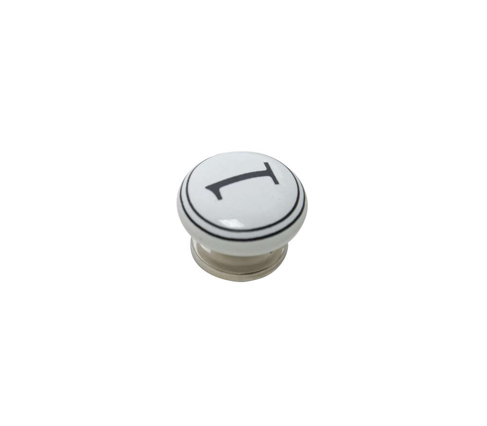 Bouton meuble Chiffre 1 Céramique Noir ø39mm h22mm - B BEAUTY