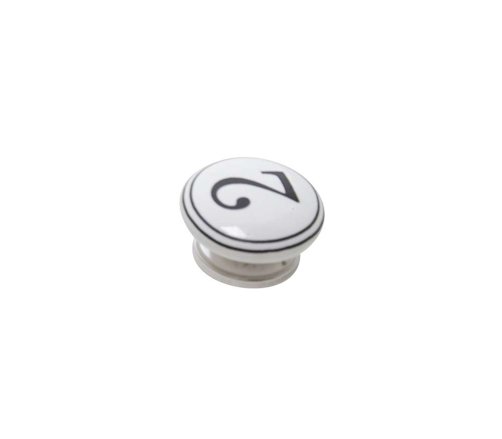 Bouton meuble Chiffre 2 Céramique Noir ø39mm h22mm - B BEAUTY