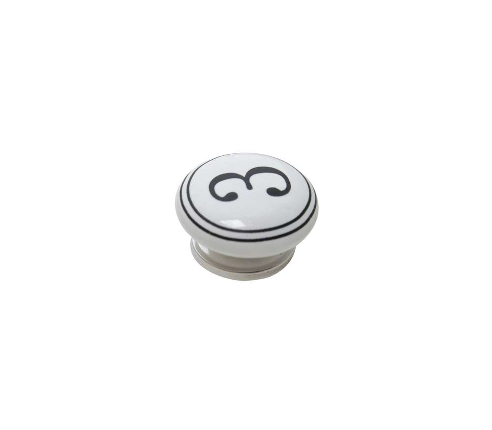 Bouton meuble Chiffre 3 Céramique Noir ø39mm h22mm - B BEAUTY