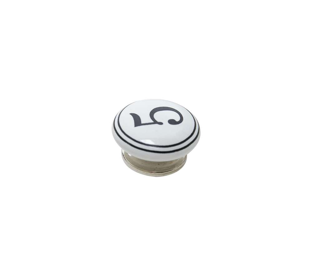 Bouton meuble Chiffre 5 Céramique Noir ø39mm h22mm - B BEAUTY