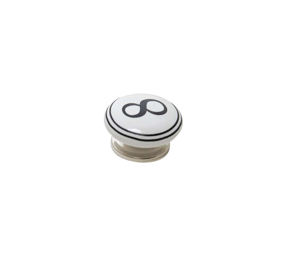 Bouton meuble Chiffre 8 Céramique Noir ø39mm h22mm - B BEAUTY
