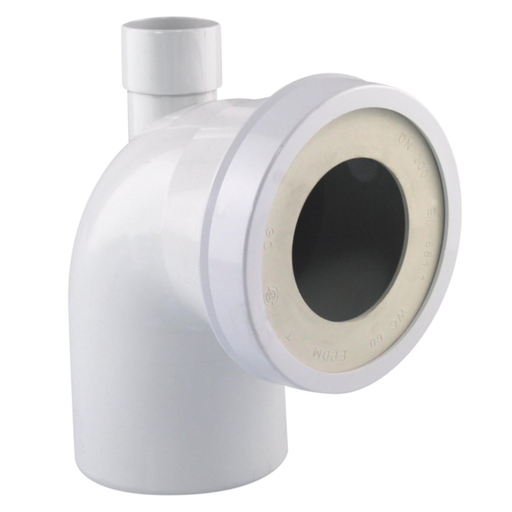 Pipe rigide PVC courte coudée mâle blanche pour WC diam.100 - FITT