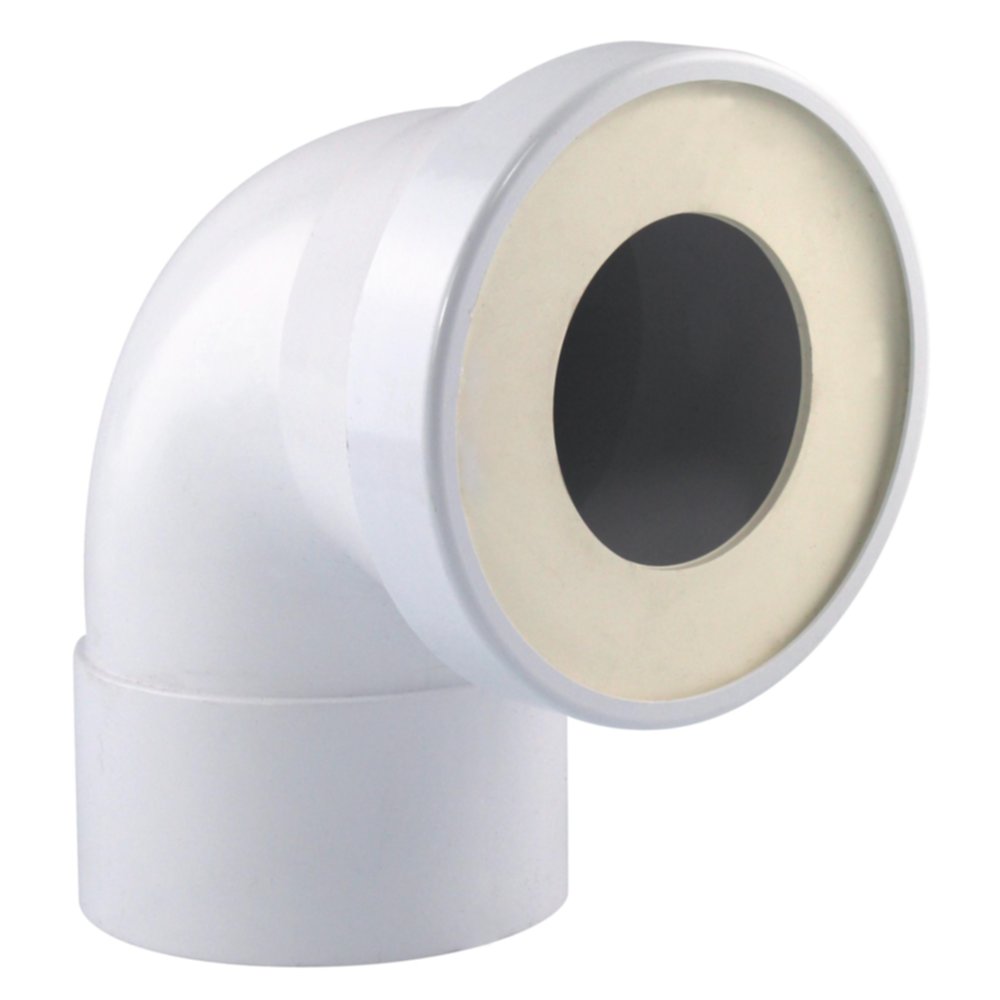 Pipe rigide PVC courte coudée femelle blanche pour WC diam.100 - FITT