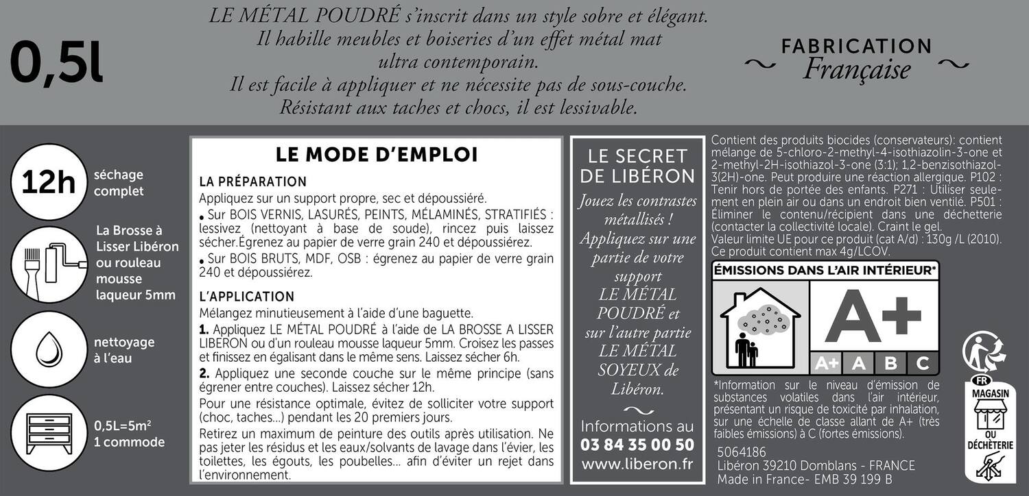 Peinture meubles et objets Métal Poudré 0,5L bleu cosmos mat - LIBERON