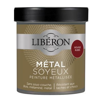 Peinture métallisée bois intérieur Métal soyeux rouge rubis satin 0,5L - LIBERON