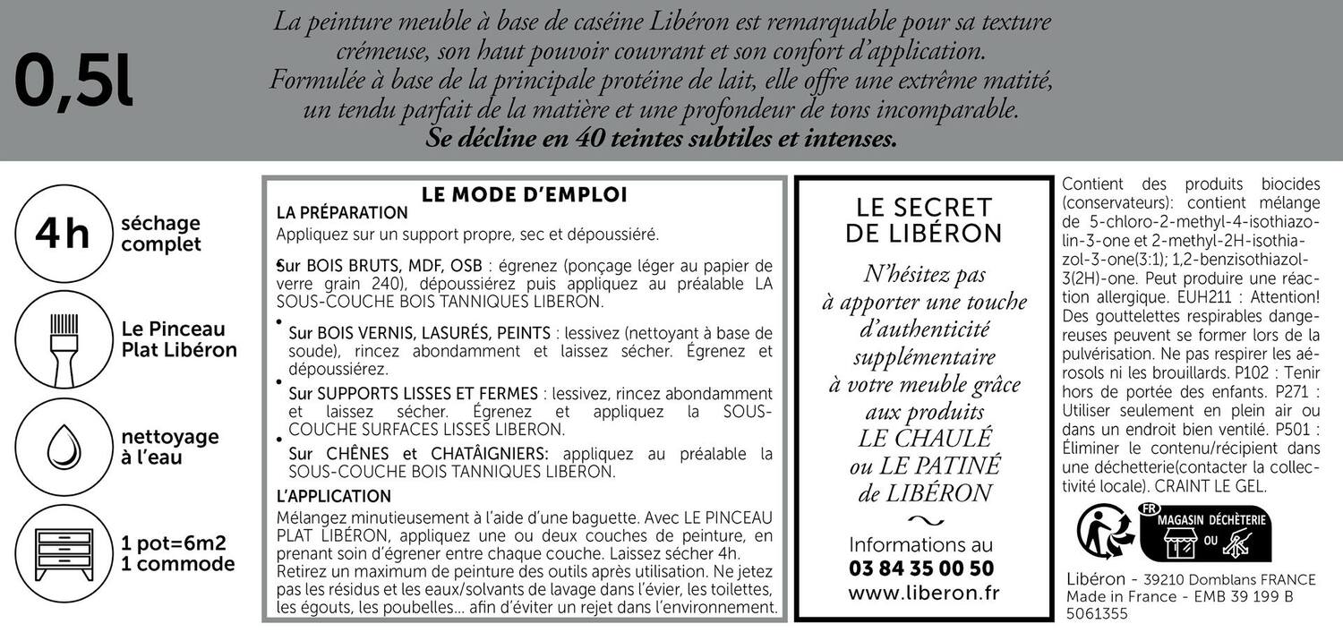 Peinture meuble caséine 0,5L gris Trench Coat - LIBERON
