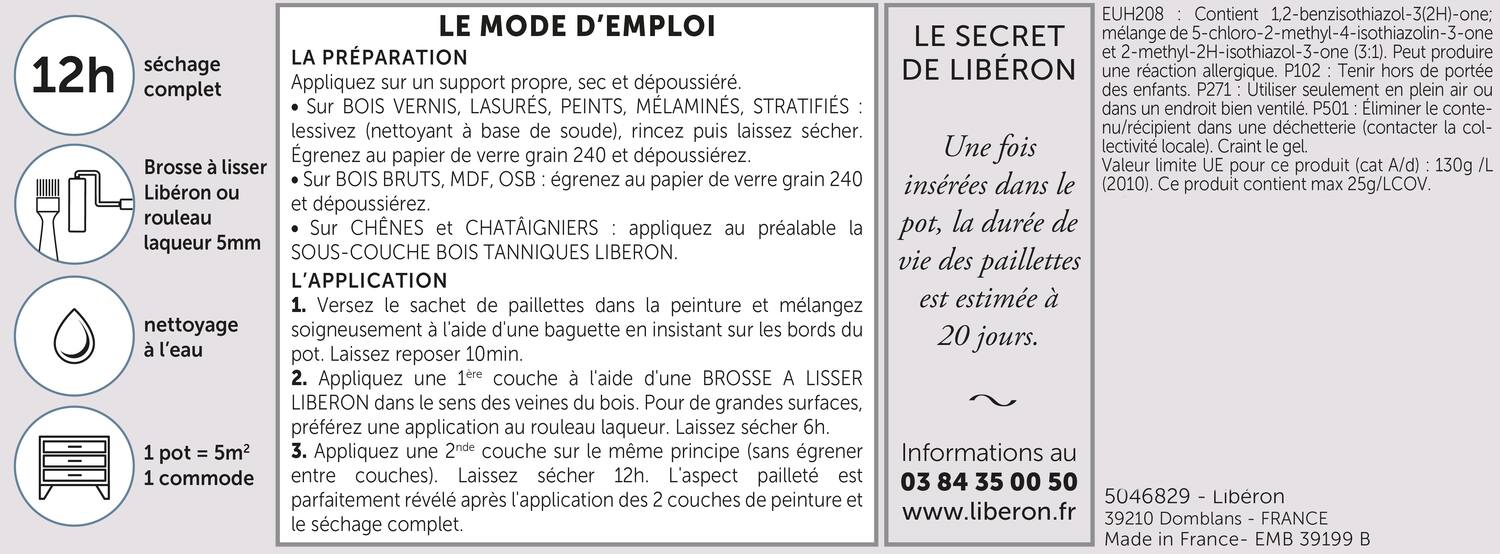 Peinture paillette Meuble Caséine 0,5L Gris Perle