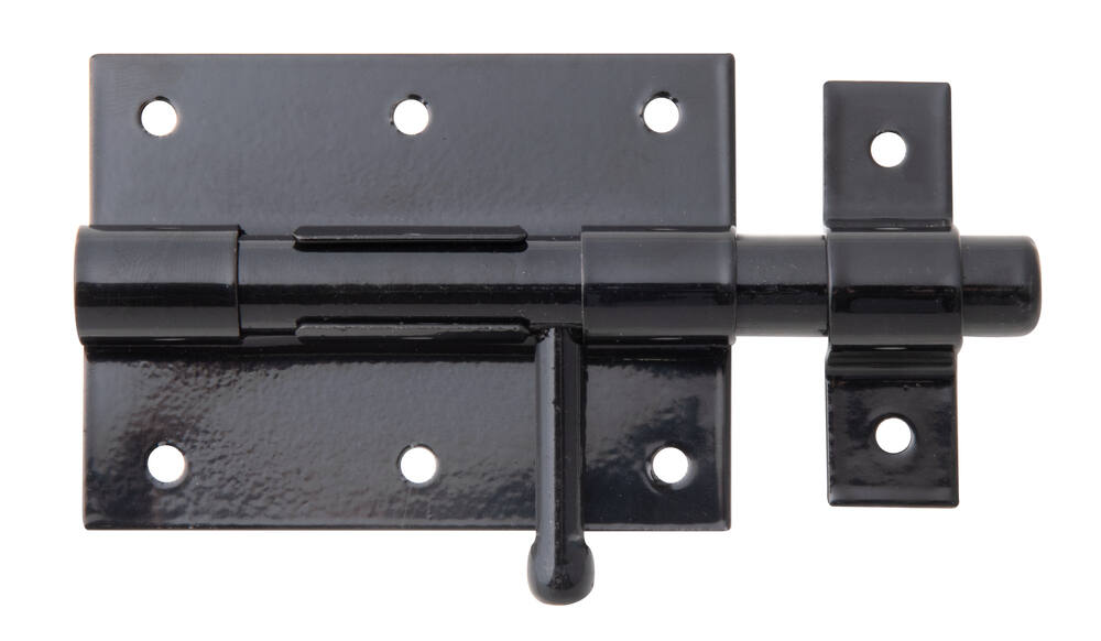 Verrou de box bouton + gâche attachée Ø13,5mm 6,7x13cm noir - ALBERTS