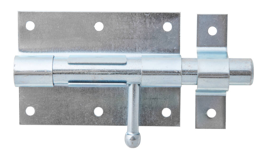 Verrou de box bouton + gâche attachée Ø15,5mm 6,7x13,5cm zingué - ALBERTS
