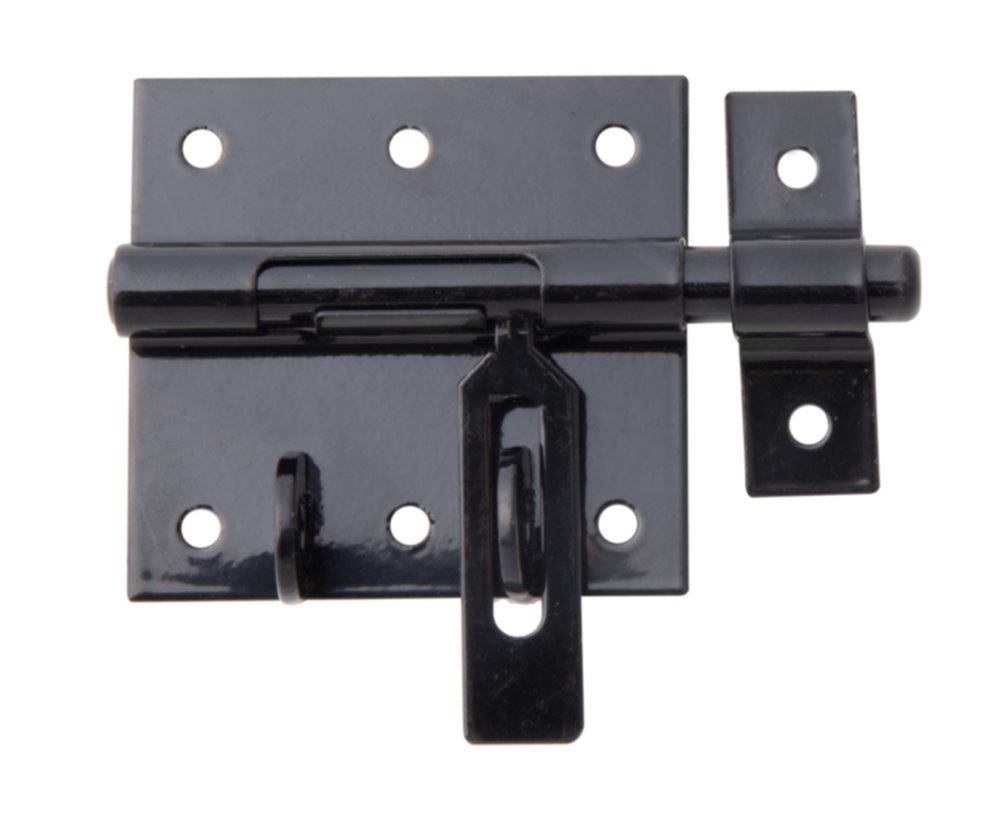 Verrou de box poignée plate + gâche attachée Ø9,5mm 6,7x10cm noir - ALBERTS