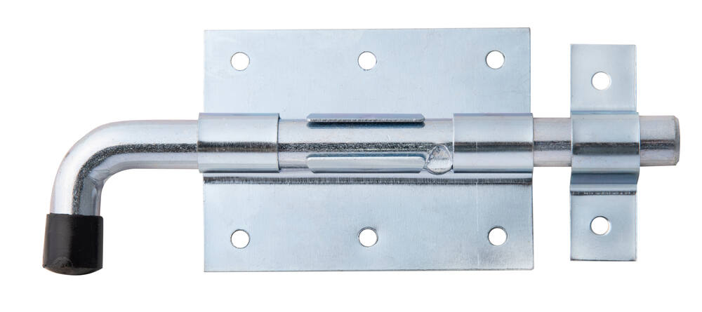 Verrou pistolet de box bouton + gâche attachée Ø13,5mm 6,7x16,5cm - ALBERTS