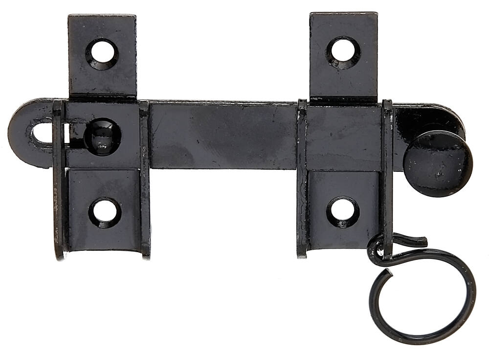 Fermeture de volet fléau + dispositif d'arrêt + trous de vis fraisés Ø6mm 6,5x1,8x12cm noir - ALBERTS