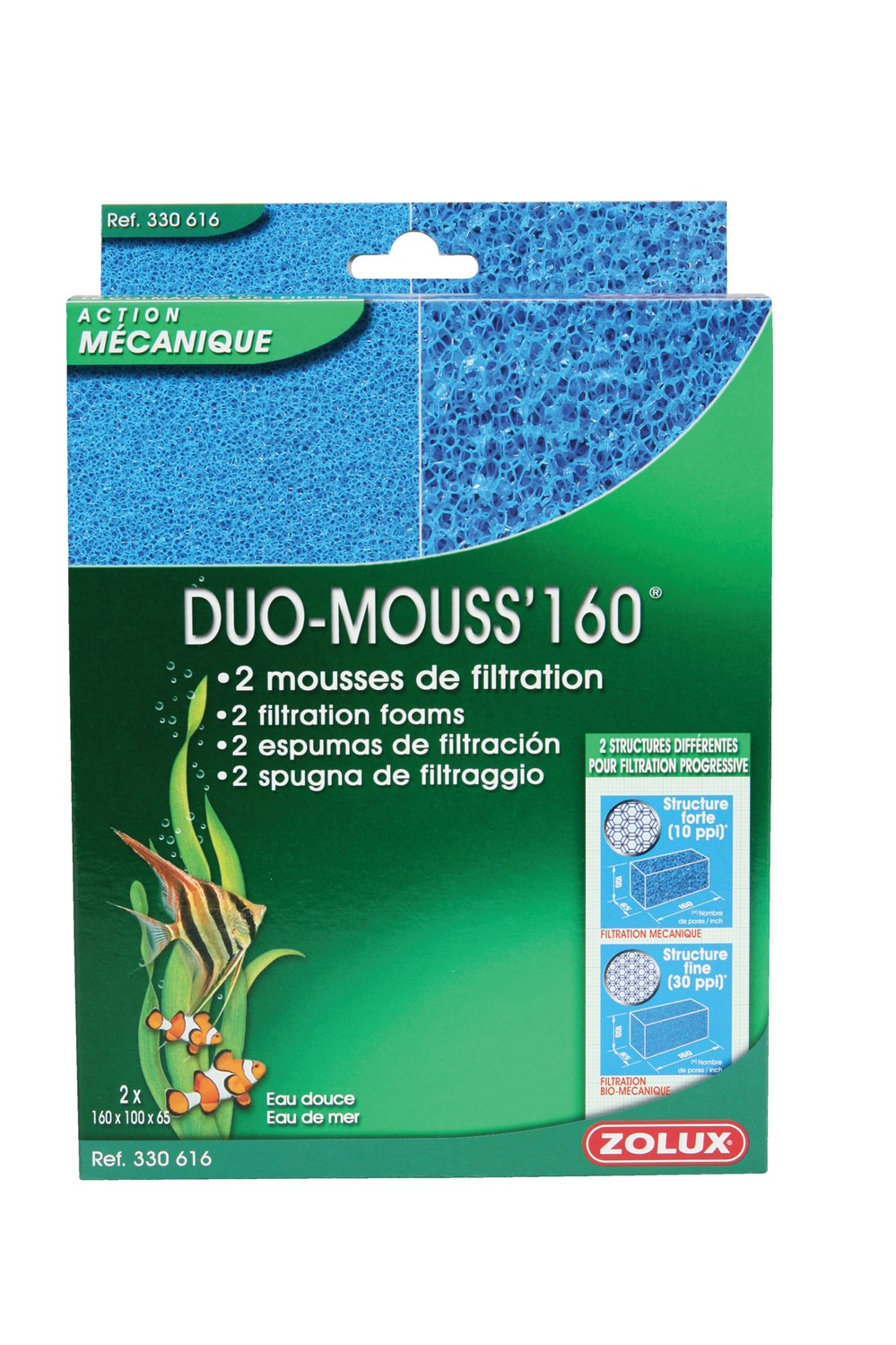 2 Mousses de Filtration Duo Mouss 160 - ZOLUX
